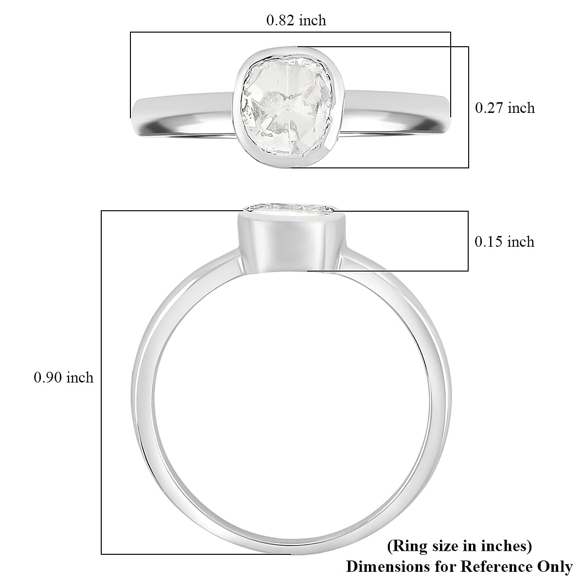 Luxuriant Lab Grown Polki Diamond 0.25 ctw Ring in Sterling Silver (Size 5.0)  image number 4