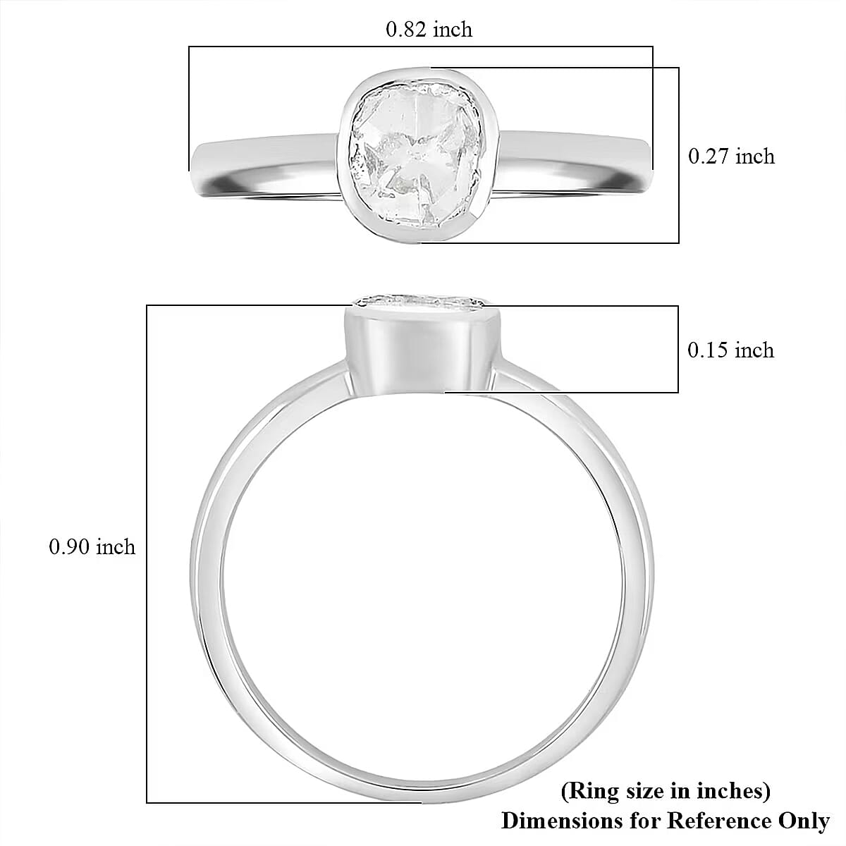 Lab Grown Polki Diamond 0.25 ctw Ring in Sterling Silver (Size 6.0)  image number 6