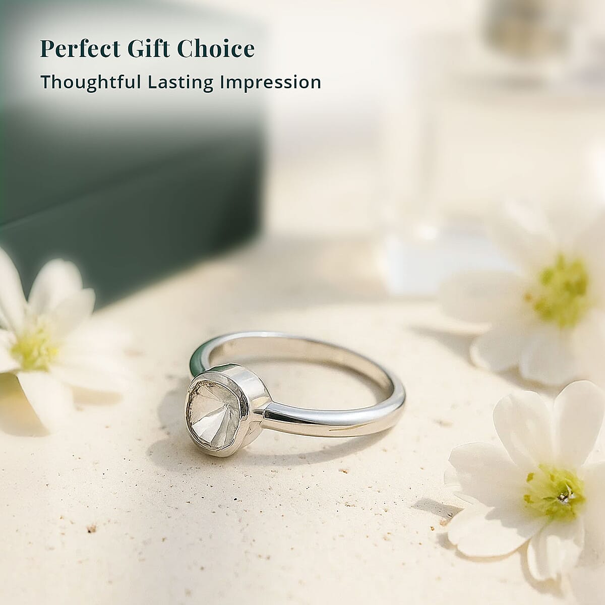 Lab Grown Polki Diamond 0.25 ctw Ring in Sterling Silver (Size 7.0)  image number 5