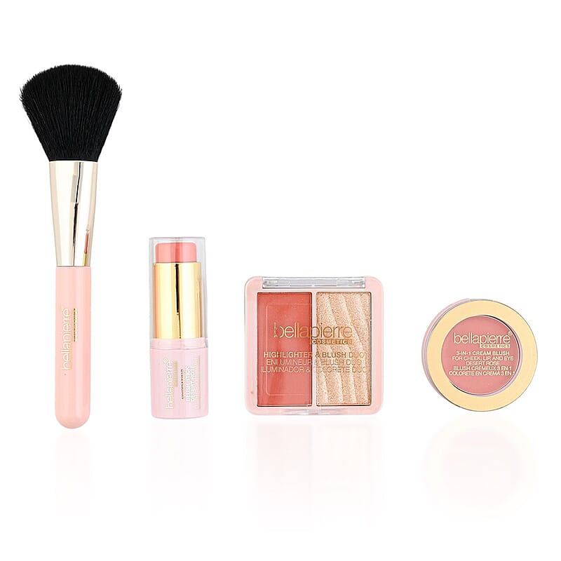 Bellapierre Get The Look Blush Edition (Blush Stick, Highlighter Duo, Cream Blush, & Brush)- Desert Rose
