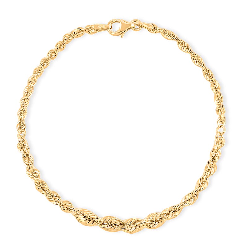  Italian 10K Yellow Gold Graduated Royal Rope Bracelet (7.50 In) 1.73 Grams