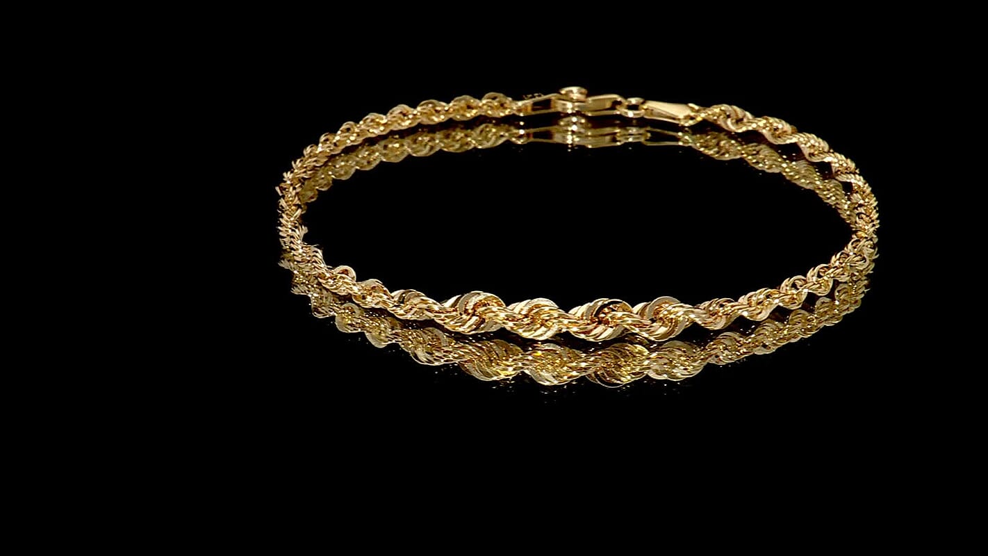 Italian 10K Yellow Gold Graduated Royal Rope Bracelet (7.50 In) 1.73 Grams