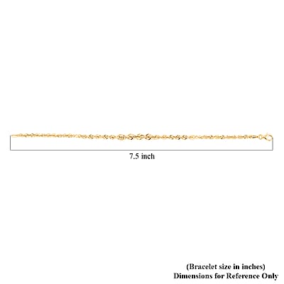  Italian 10K Yellow Gold Graduated Royal Rope Bracelet (7.50 In) 1.73 Grams