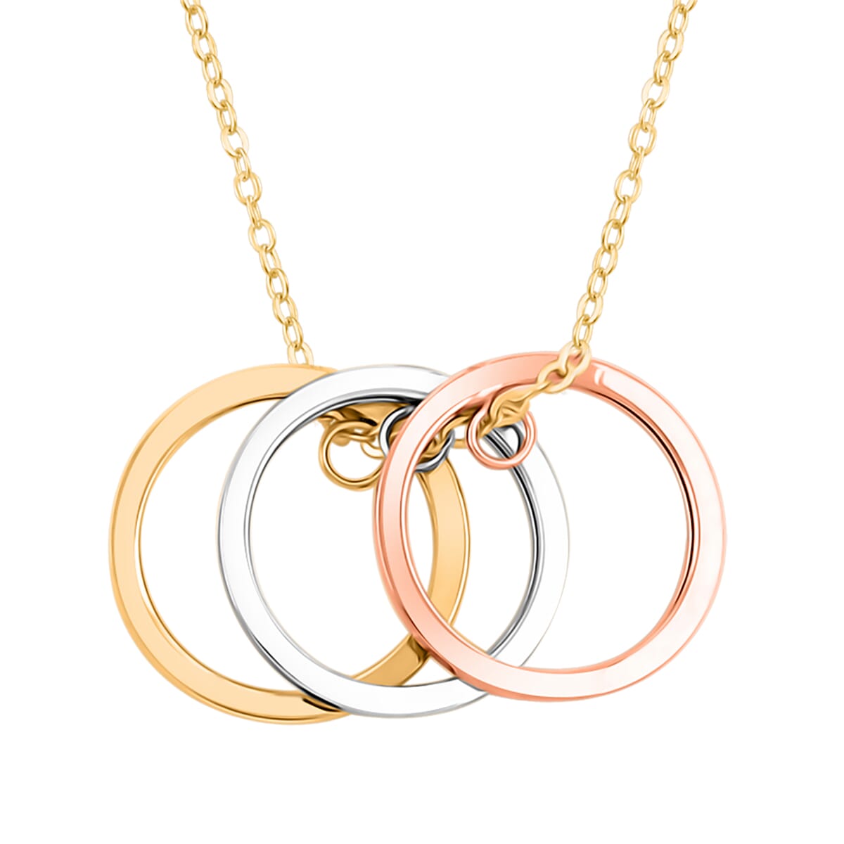 Doorbuster Italian 10K Tri-tone Gold Tricolor Circle Chain Necklace 18-20 Inches 1.06 Grams image number 0