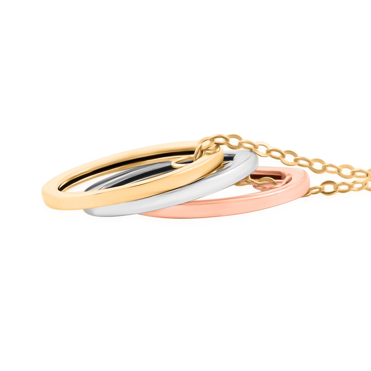 Doorbuster Italian 10K Tri-tone Gold Tricolor Circle Chain Necklace 18-20 Inches 1.06 Grams image number 3