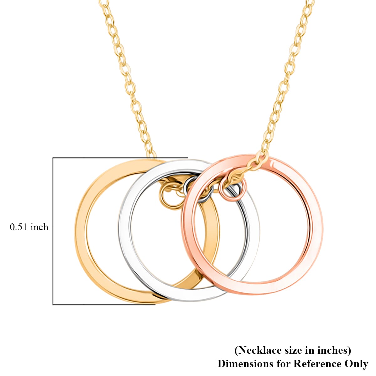 Doorbuster Italian 10K Tri-tone Gold Tricolor Circle Chain Necklace 18-20 Inches 1.06 Grams image number 5