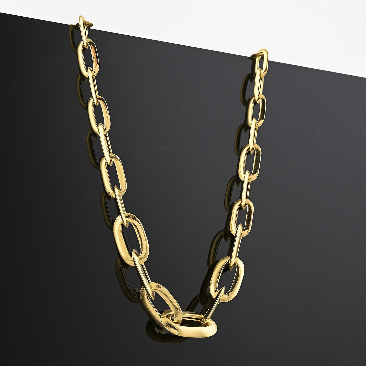 Italian 10K Yellow Gold Graduated Prezioso Paperclip Necklace 18 Inches 5.52 Grams