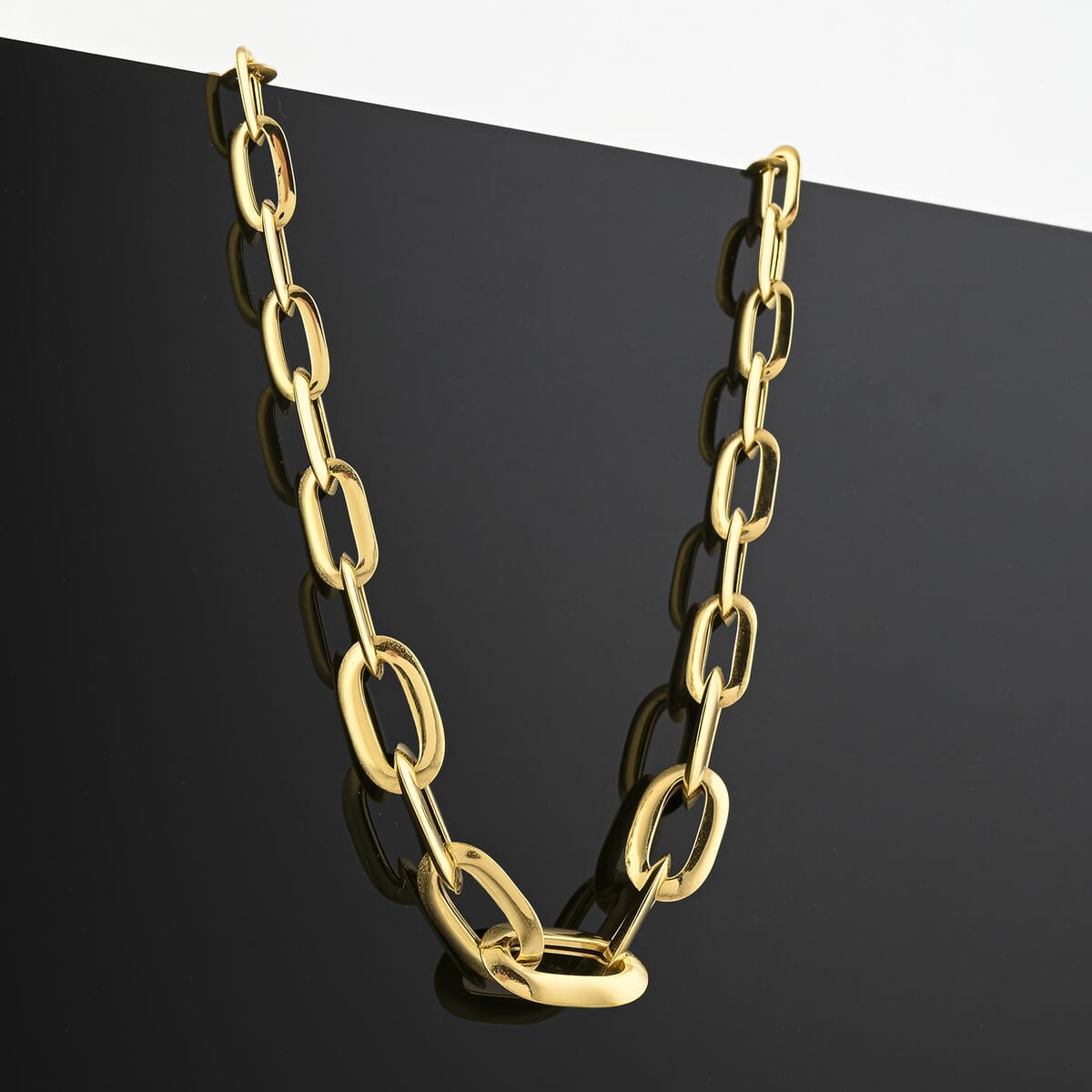 Italian 10K Yellow Gold Graduated Prezioso Paperclip Necklace 18 Inches 5.52 Grams image number 1