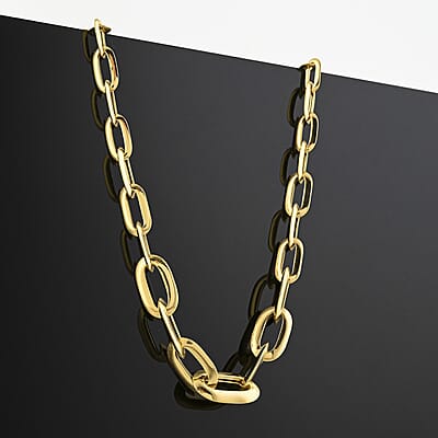 Italian 10K Yellow Gold Graduated Prezioso Paperclip Necklace 18 Inches 5.52 Grams