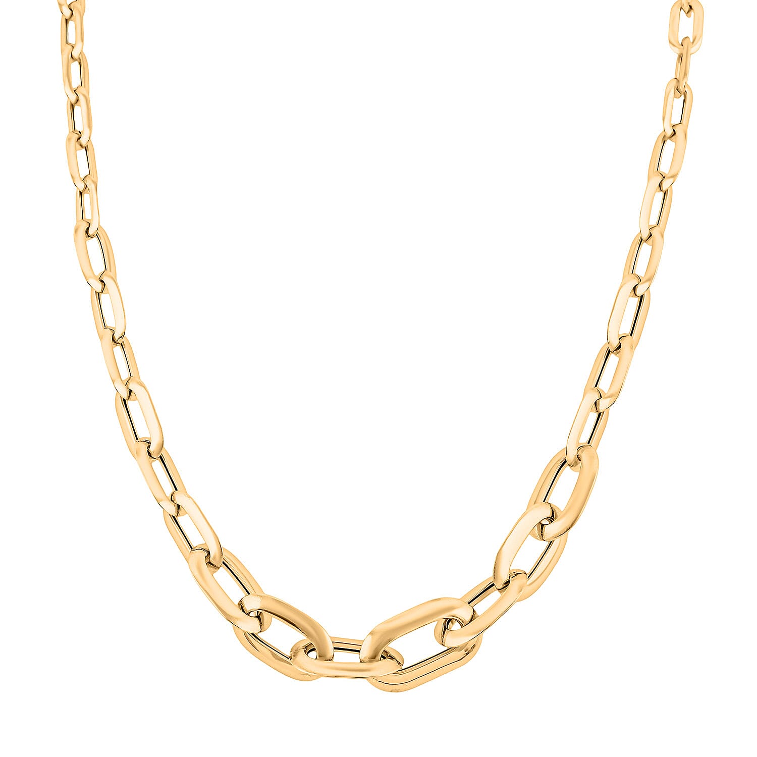 Italian 10K Yellow Gold Graduated Prezioso Paperclip Necklace 18 Inches 5.52 Grams
