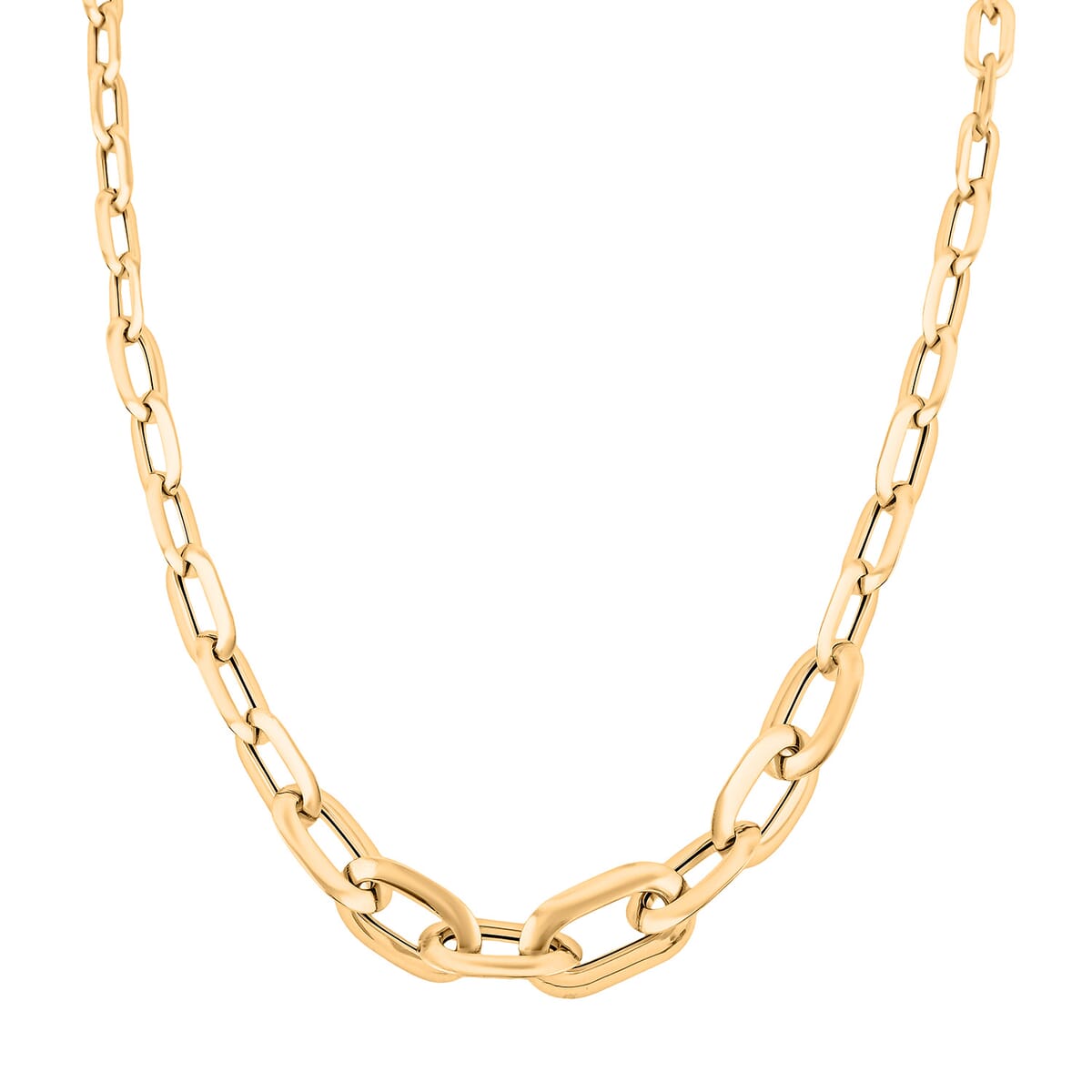 Italian 10K Yellow Gold Graduated Prezioso Paperclip Necklace 18 Inches 5.52 Grams image number 2