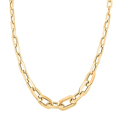 Italian 10K Yellow Gold Graduated Prezioso Paperclip Necklace 18 Inches 5.52 Grams