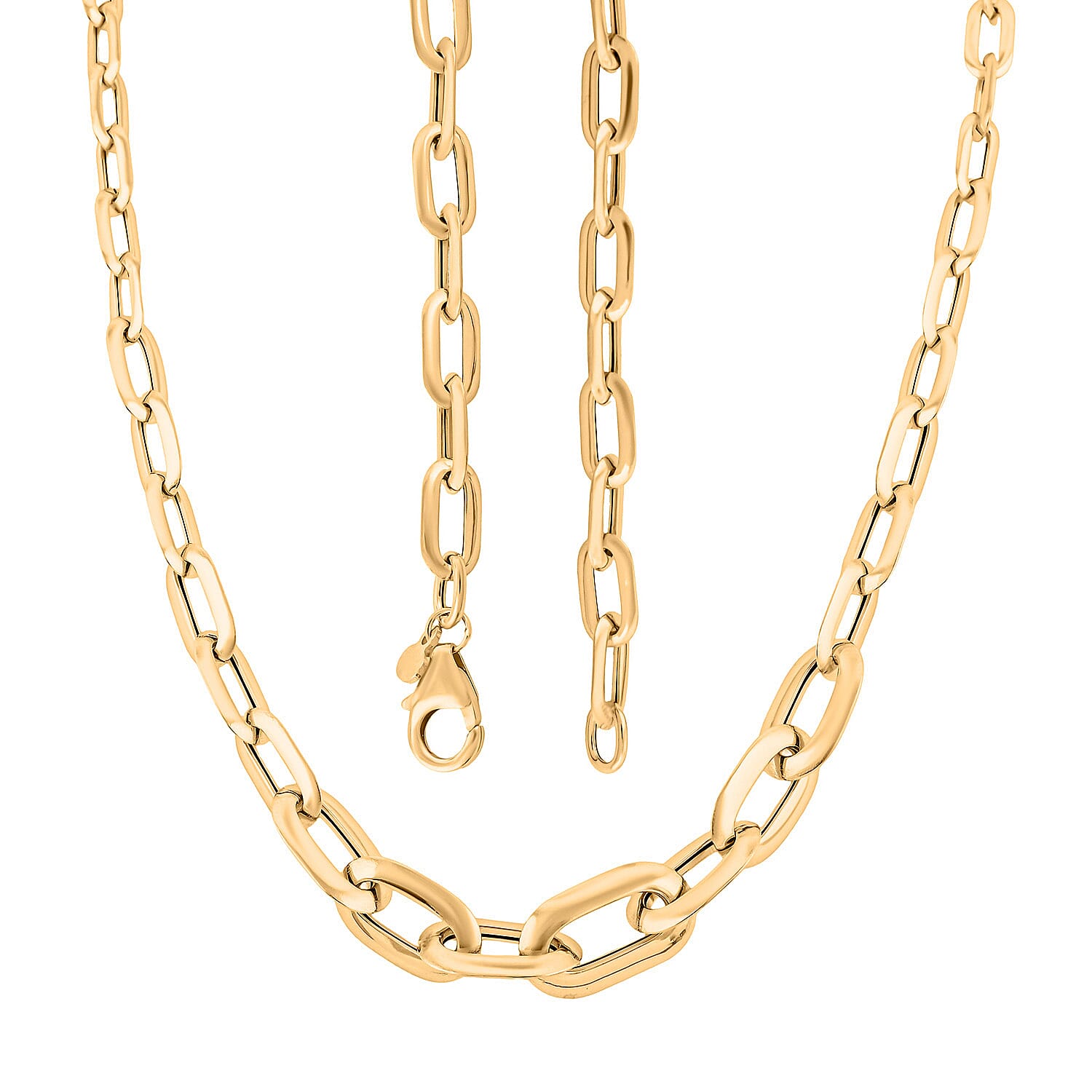 Italian 10K Yellow Gold Graduated Prezioso Paperclip Necklace 18 Inches 5.52 Grams