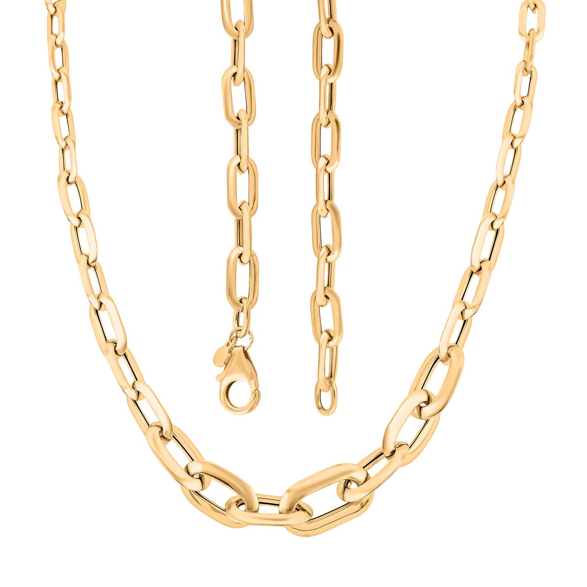 Italian 10K Yellow Gold Graduated Prezioso Paperclip Necklace 18 Inches 5.52 Grams image number 3
