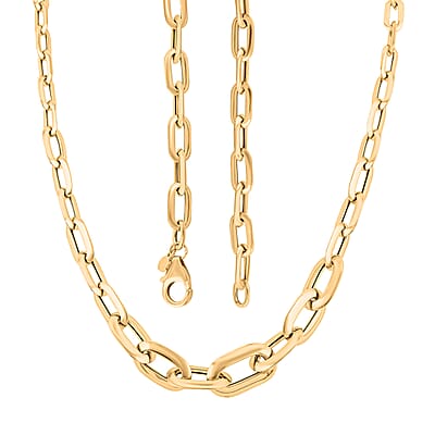 Italian 10K Yellow Gold Graduated Prezioso Paperclip Necklace 18 Inches 5.52 Grams