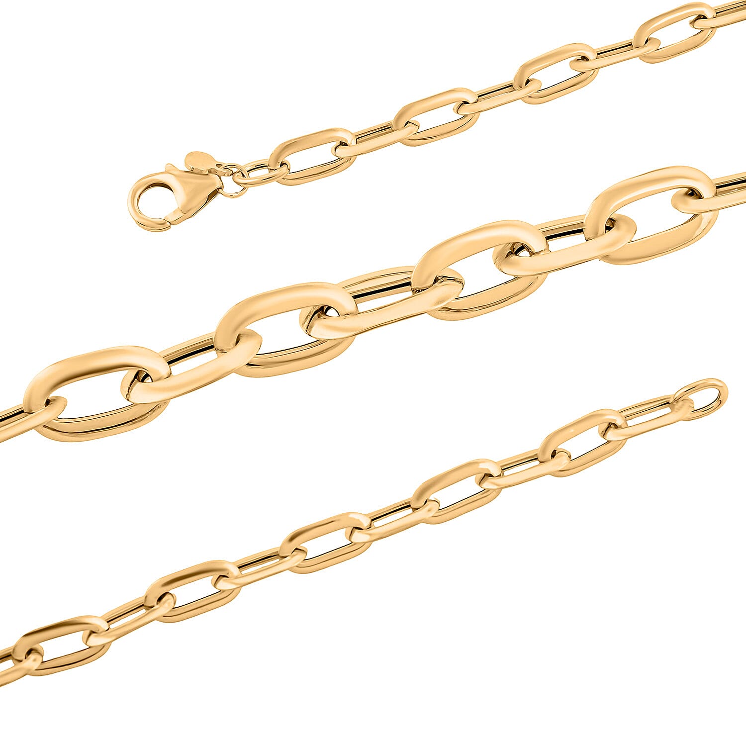 Italian 10K Yellow Gold Graduated Prezioso Paperclip Necklace 18 Inches 5.52 Grams