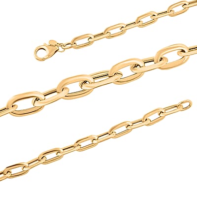 Italian 10K Yellow Gold Graduated Prezioso Paperclip Necklace 18 Inches 5.52 Grams