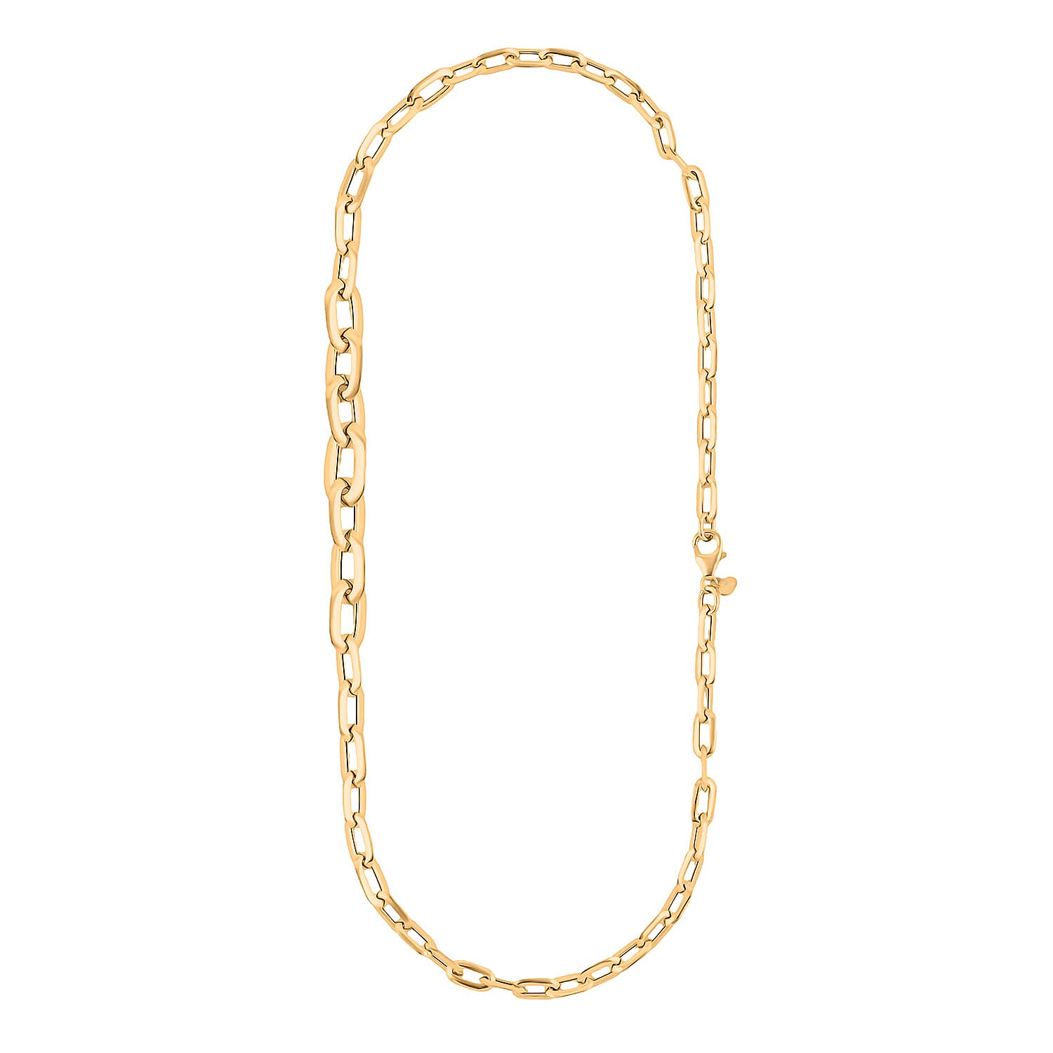 Italian 10K Yellow Gold Graduated Prezioso Paperclip Necklace 18 Inches 5.52 Grams