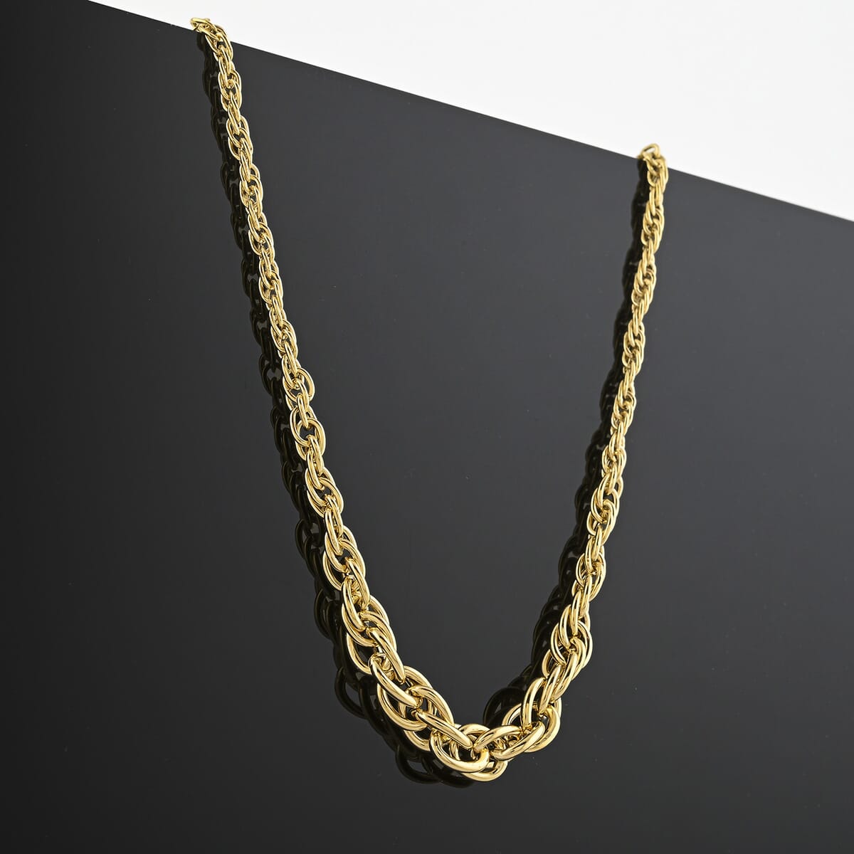 Italian 10K Yellow Gold Graduated Torchon Necklace 20 Inches 4.12 Grams image number 1