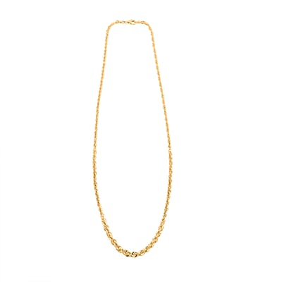 Italian 10K Yellow Gold Graduated Royal Rope Necklace 20 Inches 3.82 Grams