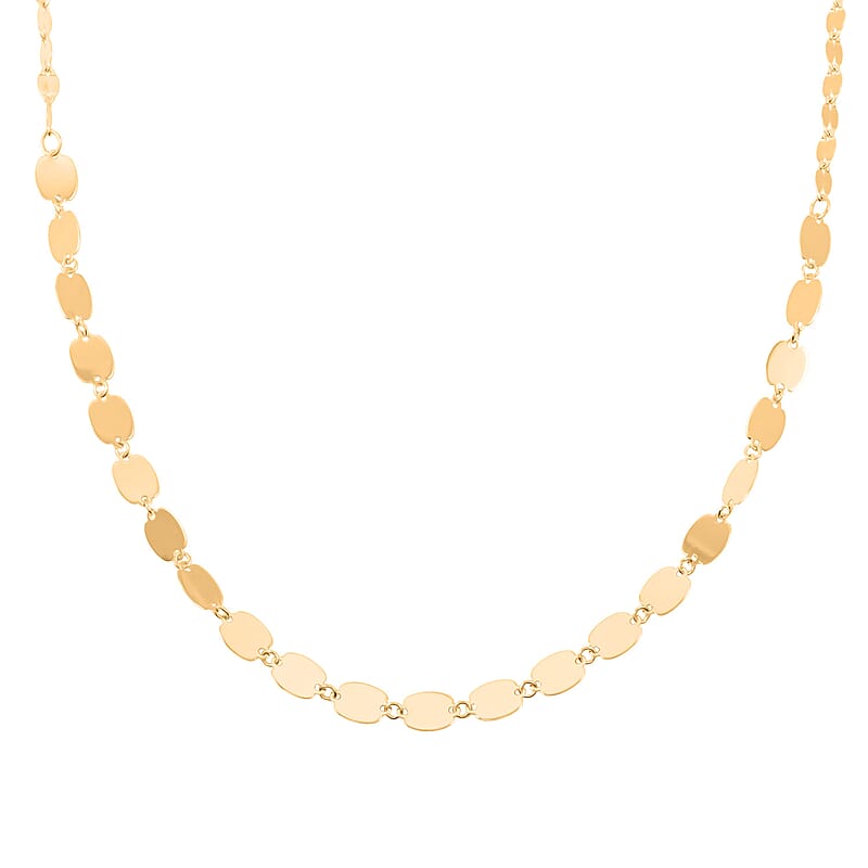 Italian 10K Yellow Gold Graduated Mirror Necklace 20 Inches 2.26 Grams