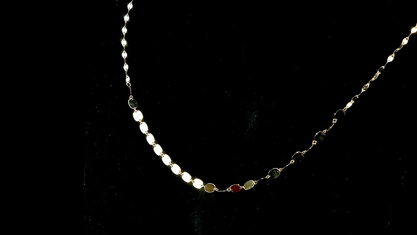 Italian 10K Yellow Gold Graduated Mirror Necklace 20 Inches 2.26 Grams