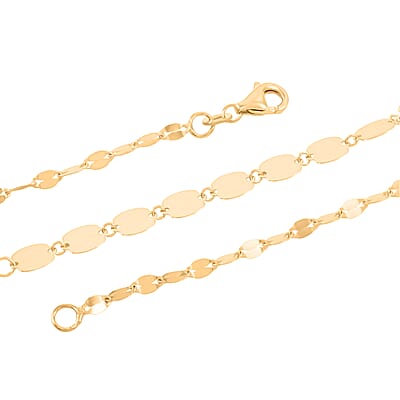 Italian 10K Yellow Gold Graduated Mirror Necklace 20 Inches 2.26 Grams