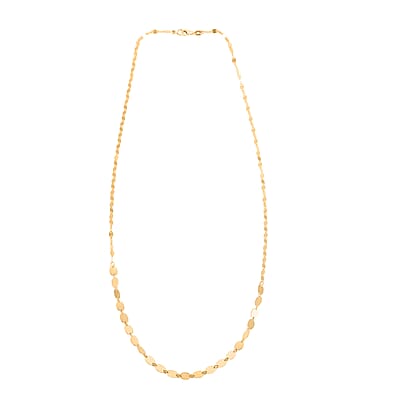 Italian 10K Yellow Gold Graduated Mirror Necklace 20 Inches 2.26 Grams