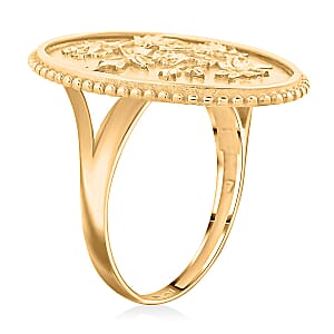 Italian Floral Potrait Ring in 10K Yellow Gold (Size 7.0) 2.67 Grams