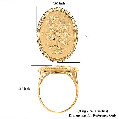 Italian Floral Potrait Ring in 10K Yellow Gold (Size 7.0) 2.67 Grams
