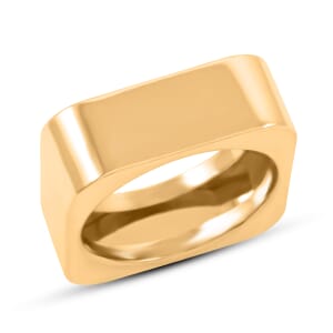 Doorbuster Italian 10K Yellow Gold Mirror Square Ring (Size 6.75) 2.34 Grams