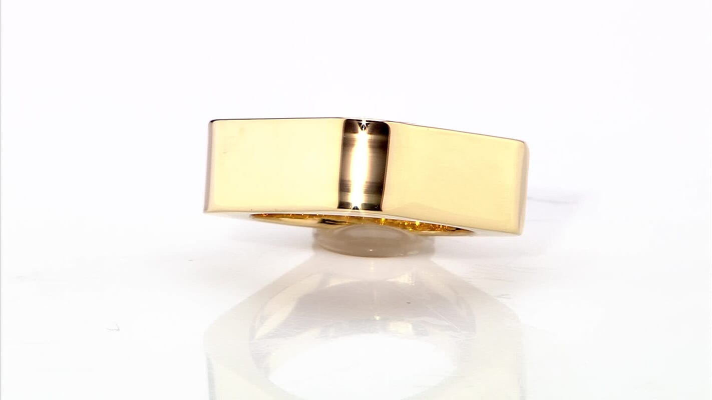 Italian 10K Yellow Gold Mirror Square Ring (Size 7) (2.34 g)