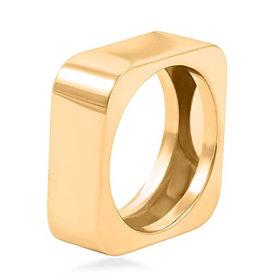 Italian 10K Yellow Gold Mirror Square Ring (Size 7) 2.34 Grams