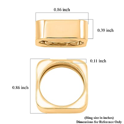 Italian 10K Yellow Gold Mirror Square Ring (Size 7) 2.34 Grams