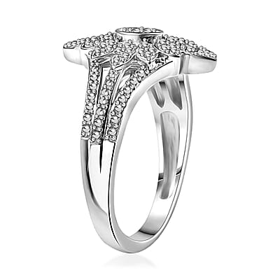 EverTrue White Diamond Accent Floral Ring in Platinum Bond (Size 10.0)