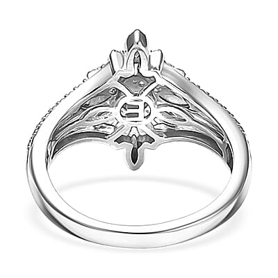 EverTrue White Diamond Accent Floral Ring in Platinum Bond (Size 10.0)