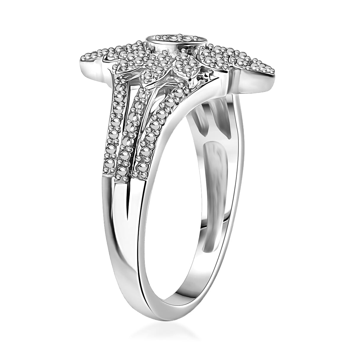 EverTrue White Diamond Accent Floral Ring in Platinum Bond (Size 5.0)