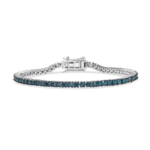 Luxuriant Lab Grown Blue Diamond SI 3.00 ctw Bracelet in Rhodium Over Sterling Silver (6.50 In)