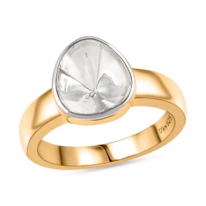Luxuriant Lab Grown Polki Diamond 0.50 ctw Ring in 18K Vermeil Yellow Gold Over Sterling Silver (Size 10.0)