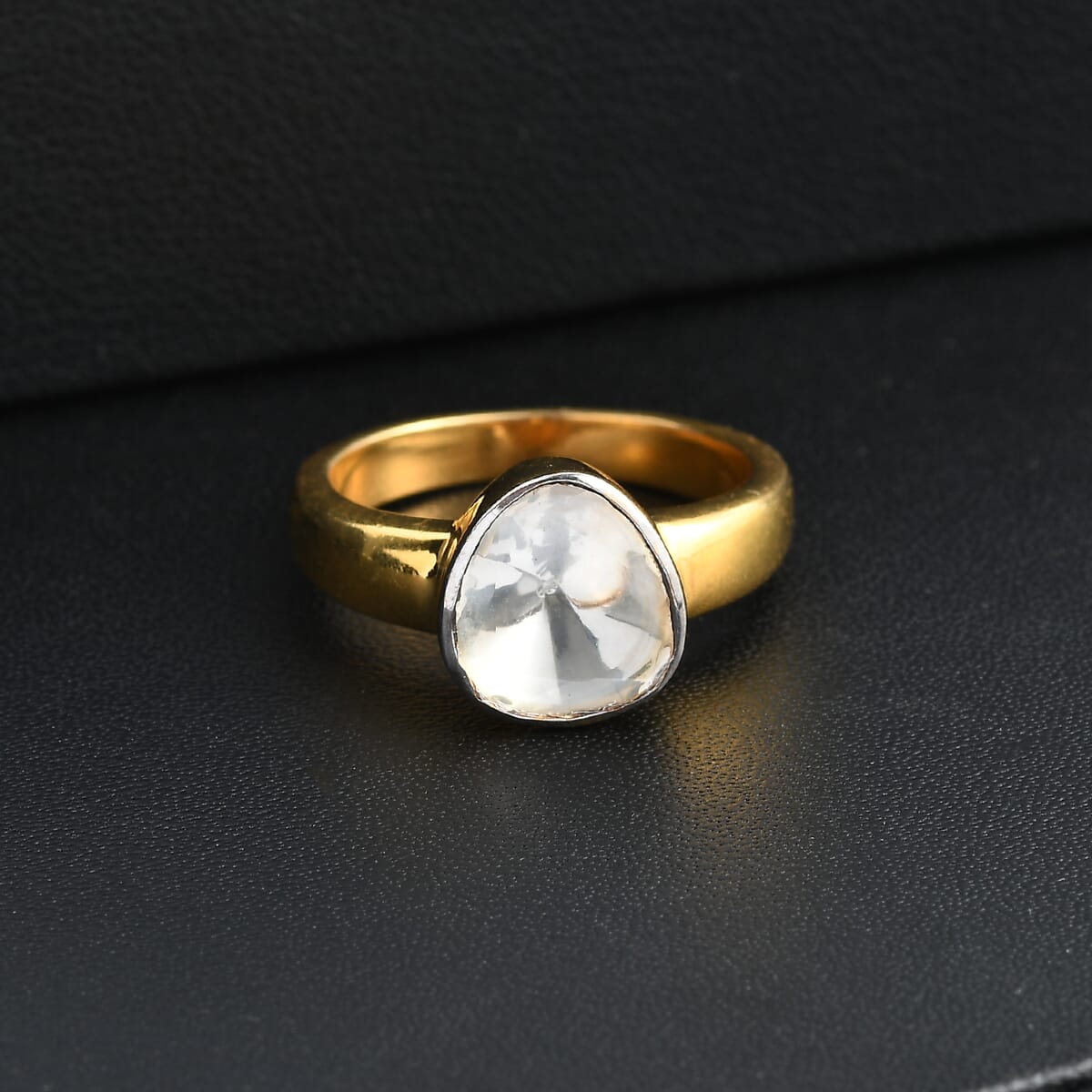 Luxuriant Lab Grown Polki Diamond 0.50 ctw Ring in 18K Vermeil Yellow Gold Over Sterling Silver (Size 10.0) image number 1