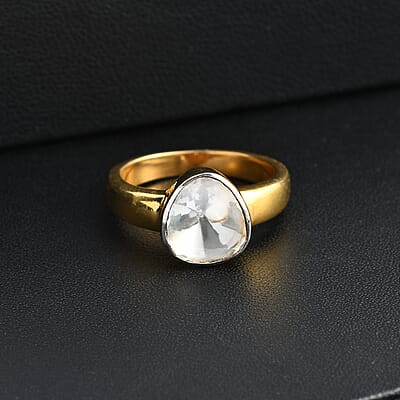 D'Joy Lab Grown Polki Diamond 0.50 ctw Timeless Solitaire Ring in 18K Vermeil Yellow Gold Over Sterling Silver (Size 10.0)