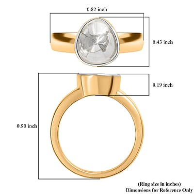 D'Joy Lab Grown Polki Diamond 0.50 ctw Timeless Solitaire Ring in 18K Vermeil Yellow Gold Over Sterling Silver (Size 10.0)