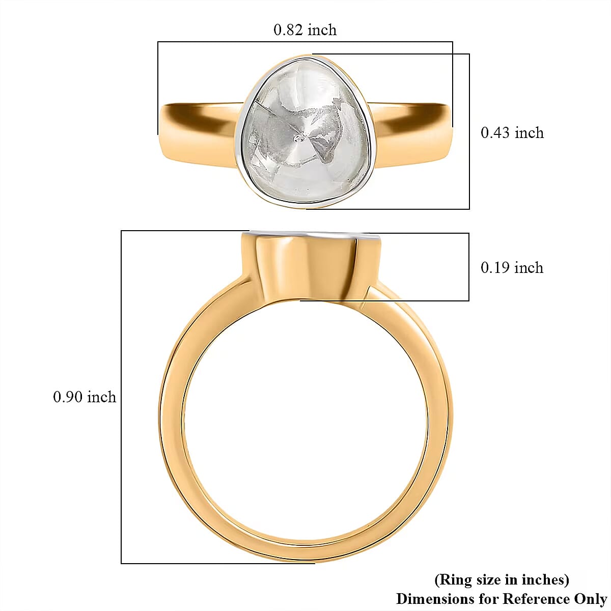 D'Joy Lab Grown Polki Diamond 0.50 ctw Timeless Solitaire Ring in 18K Vermeil Yellow Gold Over Sterling Silver (Size 10.0) image number 6