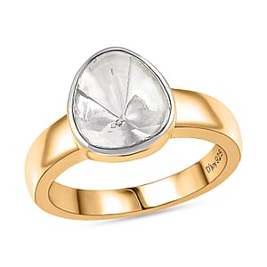 D'Joy Lab Grown Polki Diamond 0.50 ctw Timeless Solitaire Ring in 18K Vermeil Yellow Gold Over Sterling Silver (Size 5.0)