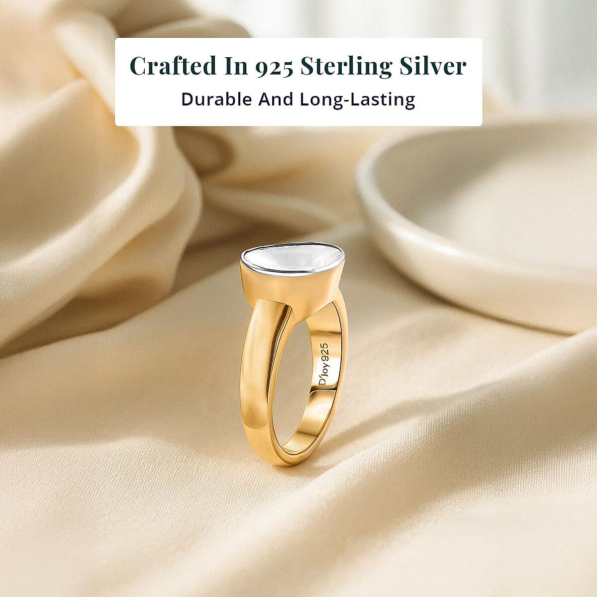 D'Joy Lab Grown Polki Diamond 0.50 ctw Timeless Solitaire Ring in 18K Vermeil Yellow Gold Over Sterling Silver (Size 5.0) image number 2