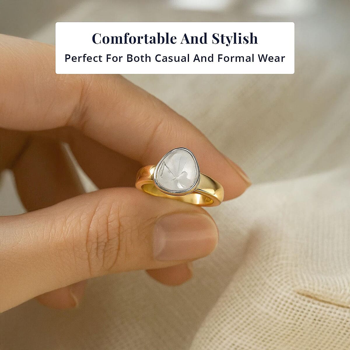 D'Joy Lab Grown Polki Diamond 0.50 ctw Timeless Solitaire Ring in 18K Vermeil Yellow Gold Over Sterling Silver (Size 6.0) image number 5