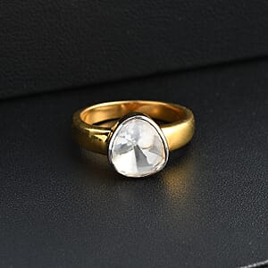 Luxuriant Lab Grown Polki Diamond 0.50 ctw Ring in 18K Vermeil Yellow Gold Over Sterling Silver (Size 7.0)