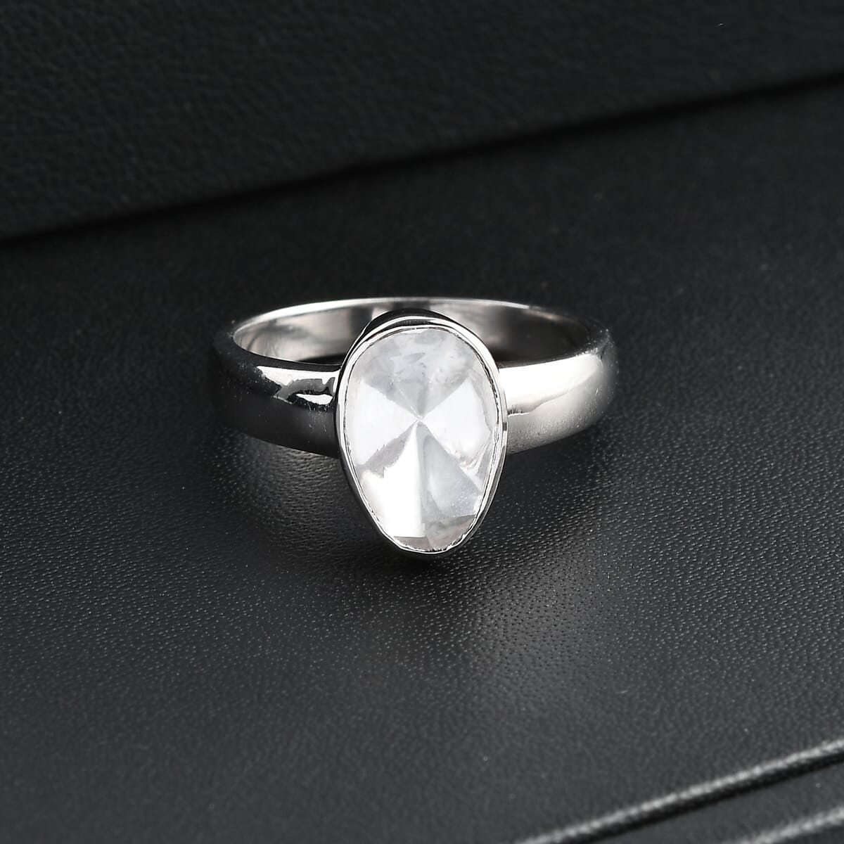 Luxuriant Lab Grown Polki Diamond 0.50 ctw Ring in Rhodium Over Sterling Silver (Size 10.0) image number 1