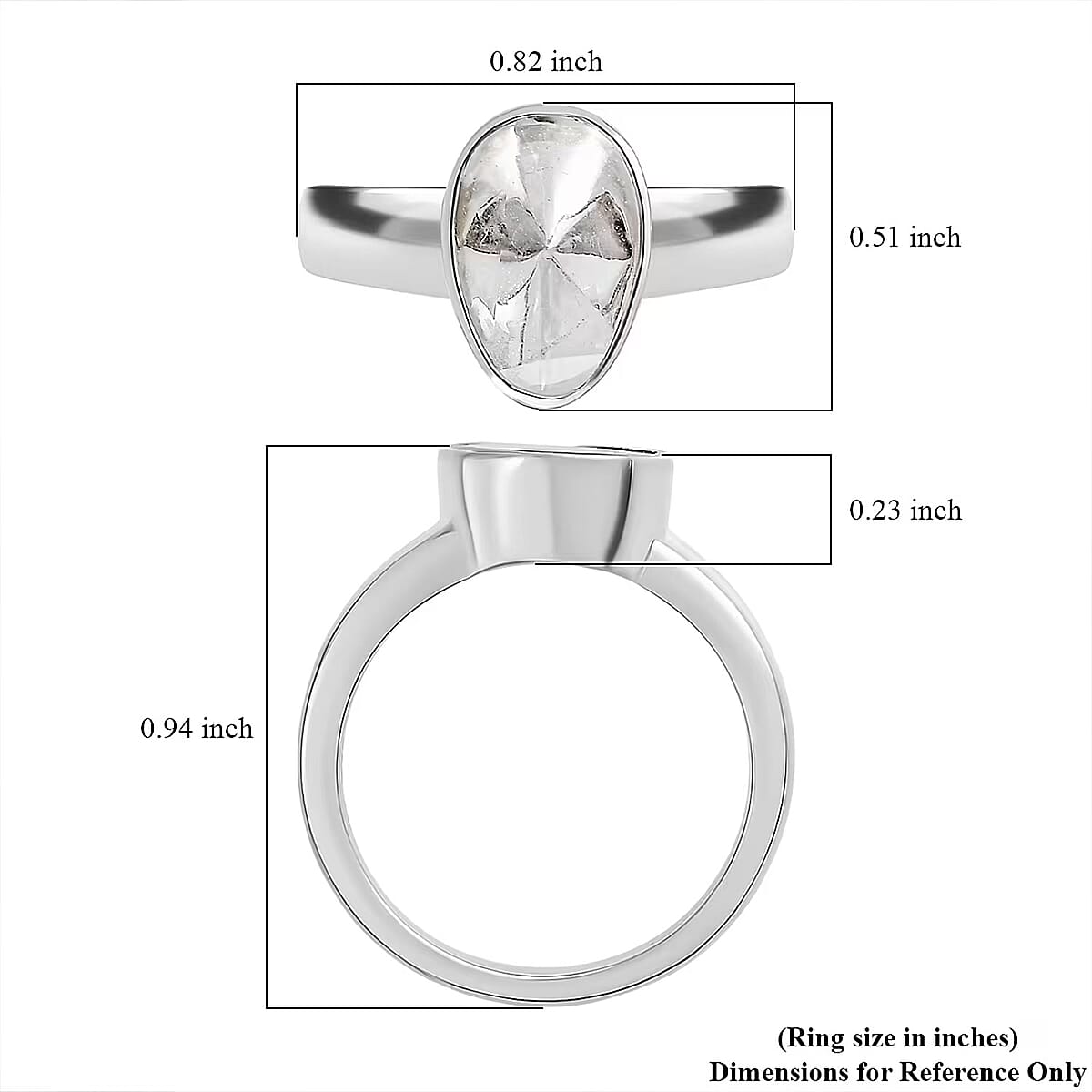 D'Joy Lab Grown Polki Diamond 0.50 ctw Timeless Solitaire Ring in Rhodium Over Sterling Silver (Size 8.0) image number 6