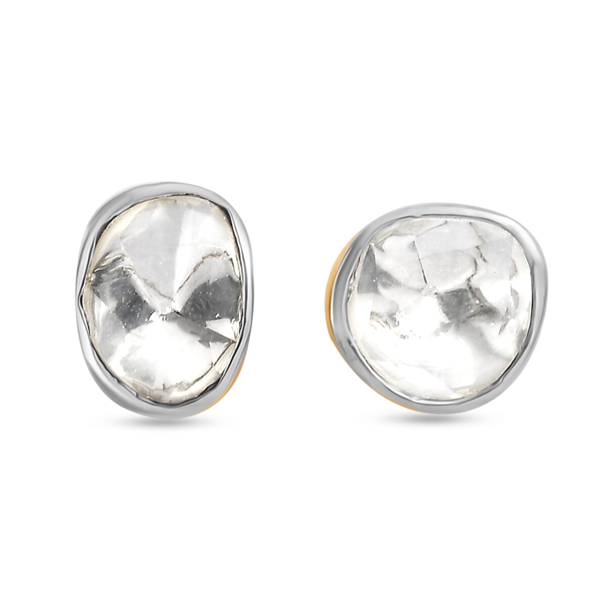 Luxuriant Lab Grown Polki Diamond Stud Earrings in 18K Vermeil YG Over Sterling Silver 0.50 ctw image number 0